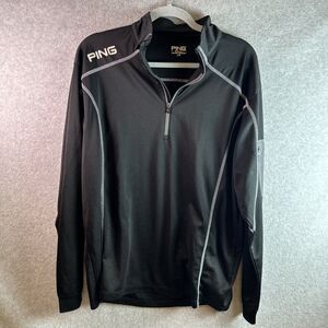 PING PERFORMANCE Men’s L Ranger Golf Black 1/4 Zip Pullover & Zipper Pocket